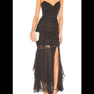 NICHOLAS Polka Dot Drawstring Layered Gown